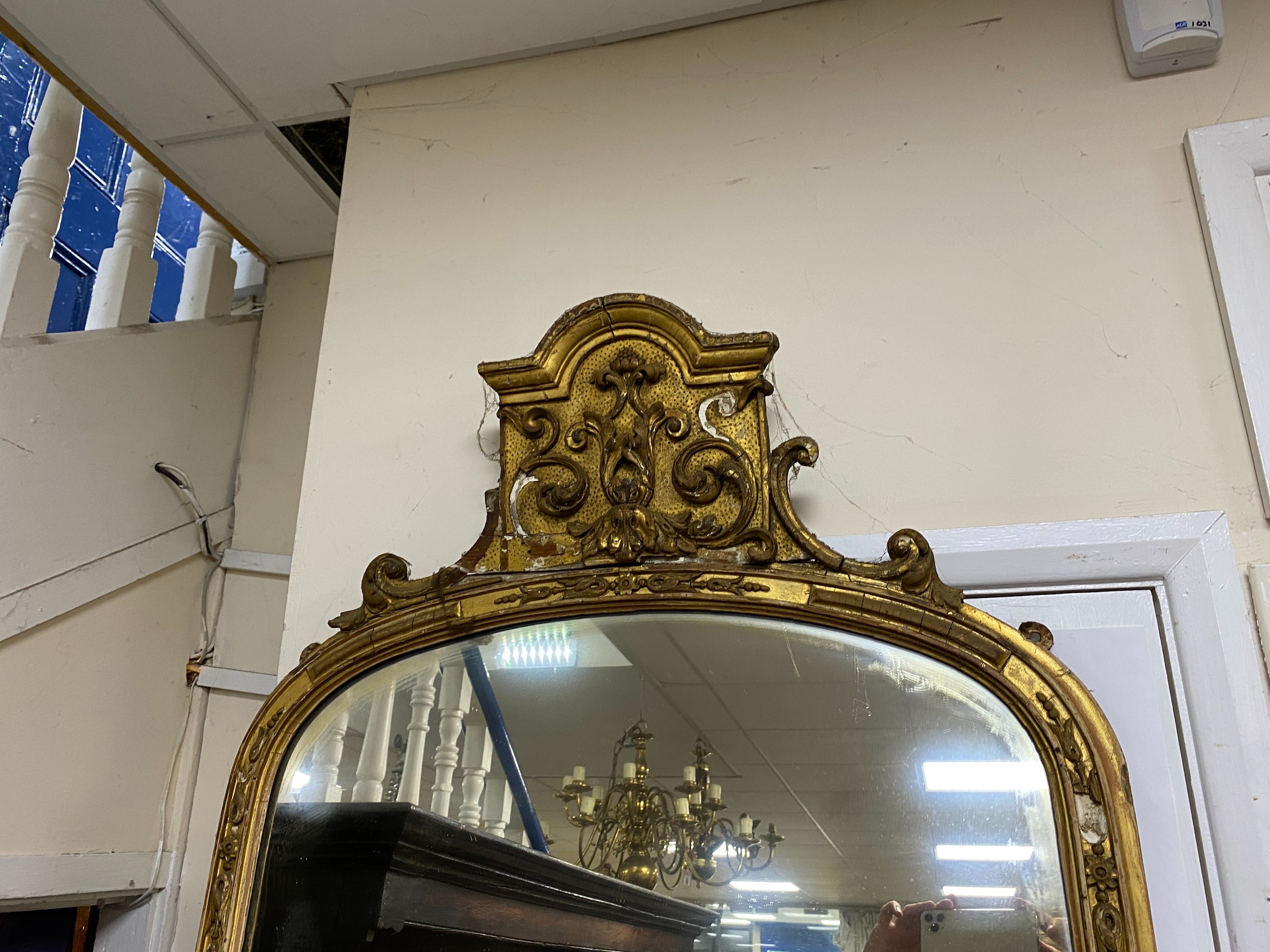 A large 19th century giltwood and gesso pier glass, width 69cm, height 227cm